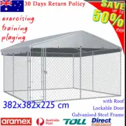 Pet Dog Kennel Enclosure Playpen Puppy Run Chain Cage Fence Play Pen with Roof