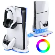 Vertical Cooling Stand for PS5 Slim Console with RGB Lighting - 3 Speed Mode