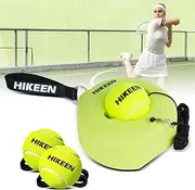 Hikeen Premium Tennis Trainer Rebound with Metal Base,Portable Solo Tennis Trainer Set with 3 Highly Elastic String Balls,Tennis Practice Equipment for Adult Kids an Beginners