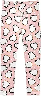 [Joisal] Cute Penguins Pink Girls Pants, Comfy for Leggings for Teens, 4-10T