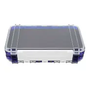 (Blue)Fishing Lure Box Double Sided Detachable Transparent Waterproof ZK