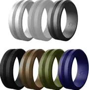 7 PCs Mens Silicone Ring Bulk