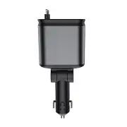 4-in-1 PD 66W Car Charger W/Retractable Cables IOS Cable+USB A/C Ports 12V-24V
