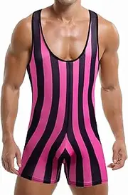 [Ausing] Men's Wrestling Suit One Piece Wrestling Singlets Sleeveless Training Bodysuit Casual Striped Sports Jumpsuit Stretch Boxer Athletic Leotard Active Undershirts Fitness Sportswear M-3XL