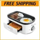 Dual Griddle Ceramic Breakfast Maker with Adjustable Timer & Toasting Capability