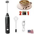 Premium Electric USB Rechargeable Milk Frother Three Whisk Handheld Coffee Mixer