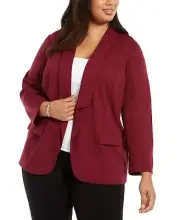 ALFANI Women's RED Notched Collar Open Front Jacket Plus Size 1X NEW