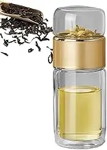 Infusifie Tea Infuser, Double-Layer Insulation Glass Bottle, Te and Water Separation, Leakproof, Tea Steeper for Home Travel