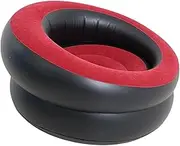 Inflatable Chair Air Sofa Round Flocking Inflatable Couch Blow up Lounger for Beach Outdoor Furniture Picnics Travel Garden, Red Black