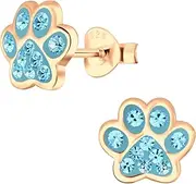 [ICYROSE] Rose Gold Plated on 925 Sterling Silver with Crystal Paw Print Stud Earrings 5475 (Nickel Free)
