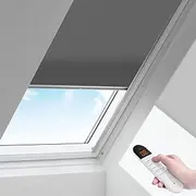 Motorized Cellular Honeycomb Shades Cordless Light Filtering Non Blackout Fabric for Skylight Glass Room（Dark Grey）W(90~100) cm×H(100~120) cm