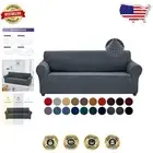Elegant Stretch Couch Cover for 3-Cushion Sofas, Machine Washable Gray Protector