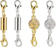 Necklace Clasp, 4 PCS Magnetic Lobster Jewelry Buckle Bracelet Necklace Extender for Jewelry Making (Gold & Silver)