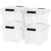 USA 19 Qt Stackable Plastic Storage Bins with Lids, 4 Pack - BPA-Free, Made i...