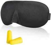HIGHROCK Sleep Mask, Eye Mask Blocking Lights Sleeping Mask, Pressure Relief Night Sleep Eye Masks with Adjustable Strap and Ear Plug, Eye Cover for Men, Women (BLACK)