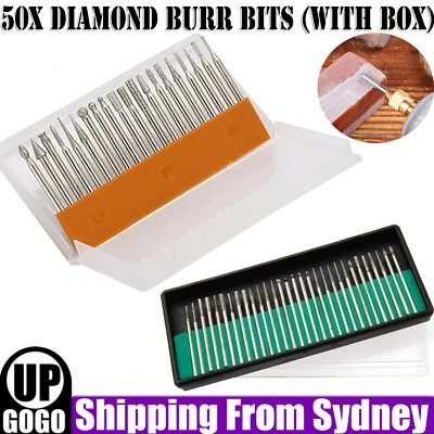 50Pcs Diamond Burr Engraving Rotary Tool Drill Bit Kit For Art Engraving Tool AU
