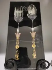 2 Saints Large Fork And Spoon Party Set Holiday