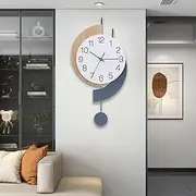 Decorative Silent Quartz Wall Clock with Pendulum, Battery Operated, Large for Living Room, Kitchen, Home, Bathroom, Bedroom - 11.5x22.5 Inch