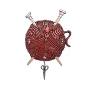 NIB Allen Designs Wall Clock Pendulum "Knitting Love" Yarn & Scissors