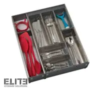 Modular Cutlery Tray Drawer Organiser - 8 Sections - Stainless Steel - 376mm