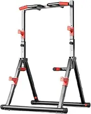 TT-YED Foldable Heavy Duty Pull-Up Stand, 8-Position Adjustable Power Tower with Barbell Head, Single Bar Dip Trainer, Home Gym Training Equipment, Load-Bearing 800Kg