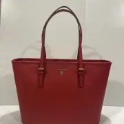 $278 NWT MICHAEL KORS Jet Set CHARM MK Signature Zip Tote TZ Bag FLAME color
