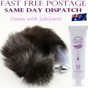 Faux Fox Tail Butt Anal Plug Sexy Sex Toy Adult Steel Long Lube BDSM Lubricant