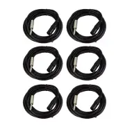 6-Pack 15FT XLR 3Pin Male Shielded Mic Cables To 6.35mm 1/4" Stereo Audio Cable