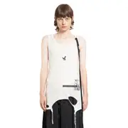 [ANN DEMEULEMEESTER] Seva Standard Tank Top with Printed Patches Off-white