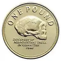 在飛比找Yahoo奇摩拍賣-7-11運費0元優惠優惠-銀幣直布羅陀 2005年 發現尼安德特人頭骨 1英鎊 銅制 