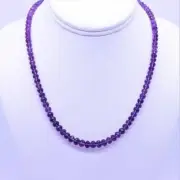 Graduated Faceted Purple Amethyst 5mm to 7mm AAA Grade Beaded Gemstone Necklace