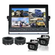 10.1" Quad Monitor Split screen 2x 4PIN Heavy Duty Reversing Camera 2x 10m Truck