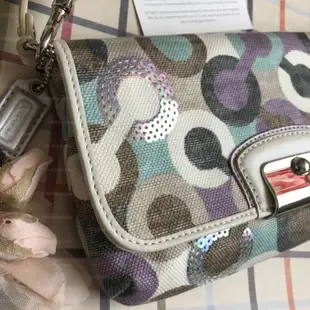 全新真品 Coach 紫色系大C亮片手拿包