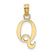 14K Yellow Gold Polished Block Letter Q Initial Pendant