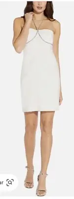 $195 Aidan BY Aidan Mattox Women's White Embellished Halter Dress Size 0