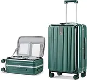 [Hanke] Carry On Luggage, Suitcase with Wheels & Front Opening, 20in Spinner Luggage Built in TSA Aluminum Frame PC Hardside Rolling Suitcases Travel