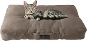 MaxCor Rectangular Memory Foam Orthopaedic Cushion for Dogs and Cats - Small Beige - Waterproof and Relaxing - Relieves and Preserves Joints, Does Not Deform and is