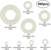 500 Pieces Plastic Washers Nylon Flat Washers M2 / M2.5 / M3 / M4 / M5 / M6 / M8 / M10 White Sealing Washer For Industrial Fasteners xi