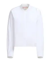 White organic cotton shirt with Mandarin collar and Marni Symbol IT42 lily white
