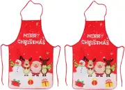 2 Pack Christmas Aprons - Santa Claus, Elk, Snowman Design for Holiday Cooking