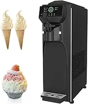 Single-Head Ice Cream Maker with Auto Cleaning – 3.8L Large Hopper, 16L/H Fast Production, 5-8 Servings Per Batch, Smart Touch Control, Stainless Steel Mixer –for Home & Commercial Use,Black