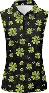 [Suobstales] Womens Golf Shirt Sleeveless Zip Up Polo Shirts for Women Lightweight Collared Tennis Shirs Athletic Tank Top