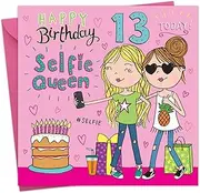 Twizler 13th Birthday Card for Girl - Selfie - Girls Age 13 Year Old Childrens Happy Birthday Card - Daughter - Granddaughter - Teenager