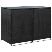 Double Wheelie Bin Shed Large Rattan Container Garden Outdoor Bins Storage Black