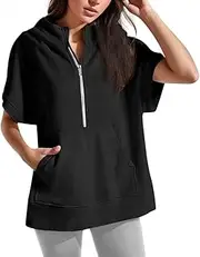 [Notolo] Half Zip Hoodies For Womens Lulu Short Sleeve Pullover Tops Lemon Summer Oversized Sweatshirts With Pockets 2024