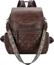 [Kasqo] Backpack Purse for Women, Fashion PU Leather Flap Backpack Ladies Convertible Rucksack Bag Shoulder Handbag for Work Travel