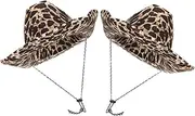 [BESPORTBLE] 2pcs Leopard Print Cowboy Hats for Performances Parties Fashion Accessory Breathable Material for Comfort Unique Animal Print Design for Daily Wear Celebrations