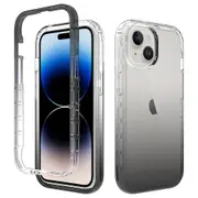 For iPhone 15 Protective Case Clear Anti-drop TPU+PC Phone Cover - Gradient Black