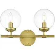 Living District LD7302W15BRA Ingrid 2 Light 15 inch Brass Bath Sconce Wall Light