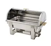 Winco C-5080 Dallas Full Size 8 Quart S/S Roll Top Chafer w/ Gold Accents
